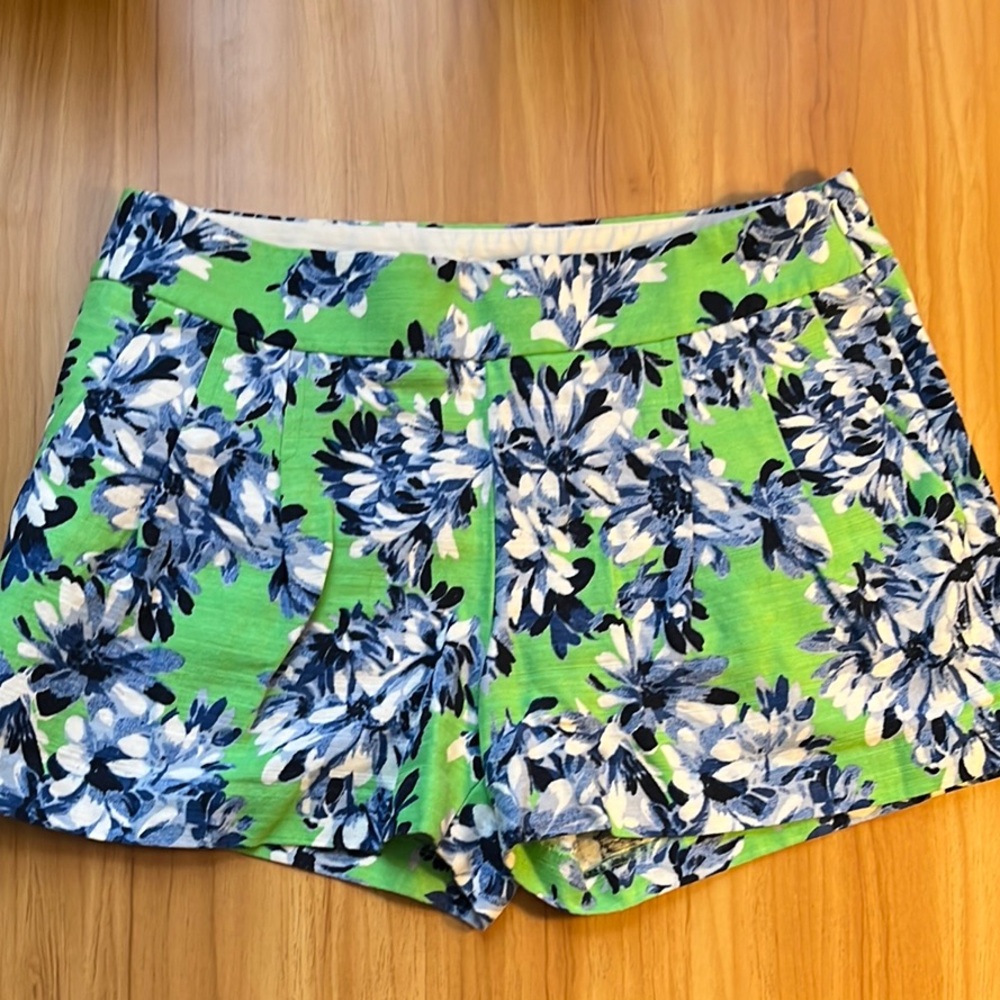 J. Crew linen Green and Blue floral Shorts